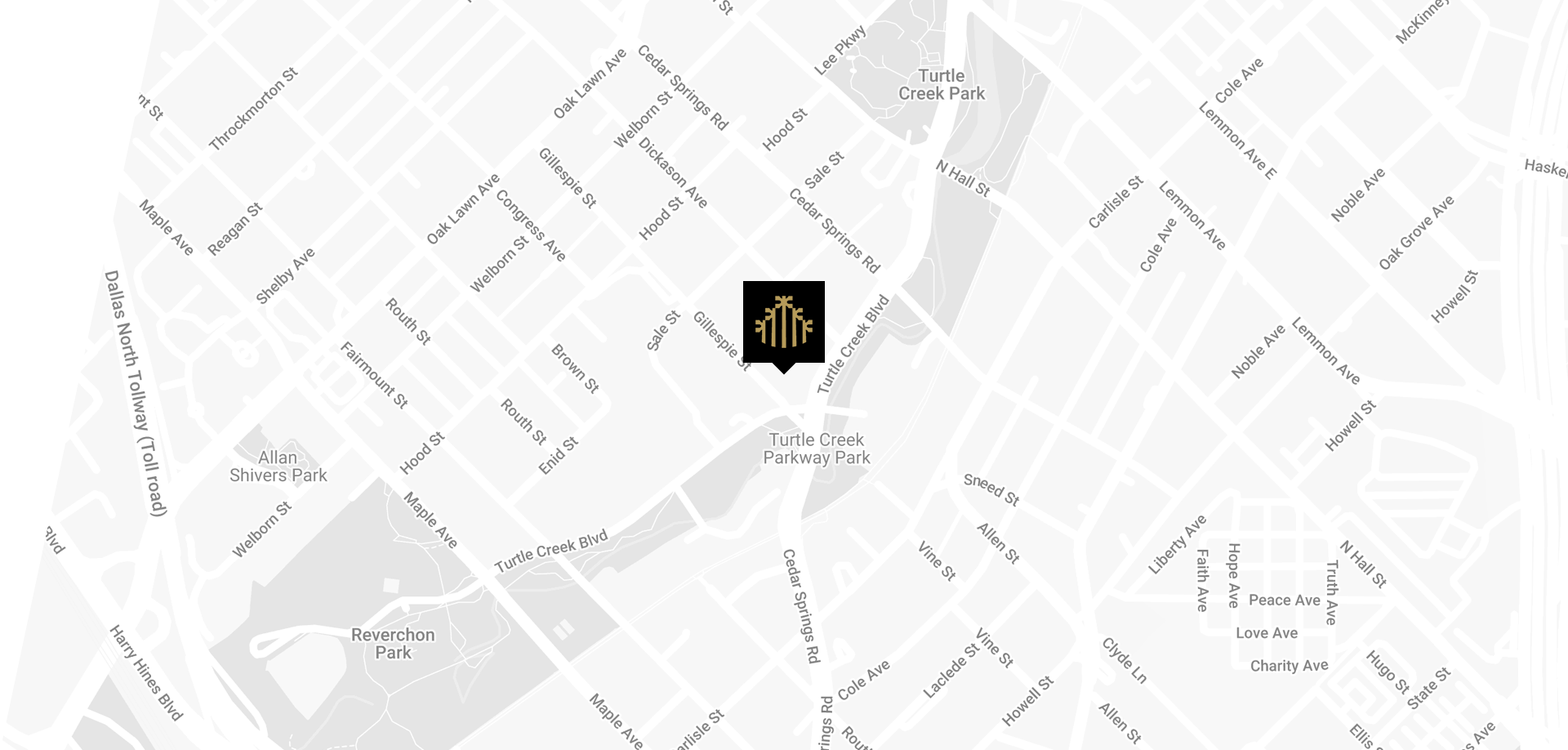 Map of the Five Keys Legal Offices in Dallas, Texas